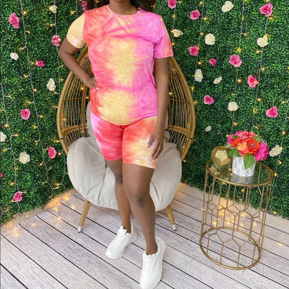 Tie Dye Biker Shorts Set